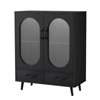 Artiss Buffet Sideboard, Particle Board, 80x40x100cm, Black, Double Doors, Ample Storage, Easy Assembly, 1-Year Warranty