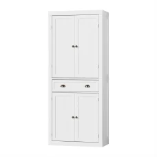 Artiss Buffet Sideboard Cupboard MDF White 76.5x41x184cm - Stylish Storage with Drawers & Shelves, Easy Assembly
