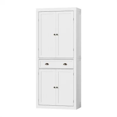 Artiss Buffet Sideboard Cupboard MDF White 76.5x41x184cm - Stylish Storage with Drawers & Shelves, Easy Assembly