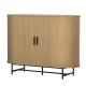 Artiss PIIA Buffet Sideboard Cabinet - Oak Finish, Sliding Fluted Doors, 4 Shelves, Metal Legs, 120cm x 39.5cm x