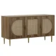 Artiss Anya Buffet Sideboard, MDF & Rattan, 120x40x64.5cm, Dark Oak - 3 Door Storage, Adjustable Shelves, Bohemian