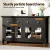 Artiss 130cm Black Buffet Sideboard Storage Cabinet - Clear Glass Doors, Adjustable Shelves, Sturdy Particle Board
