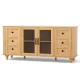 Artiss 150CM Pine Buffet Sideboard Cabinet - Faux Drawers, Glass Doors, Adjustable Shelves, Metal Knobs, Anti-Tip Kit Artiss 150CM Pine Buffet Sideboard Cabinet - Faux Drawers, Glass Doors, Adjustable Shelves, Metal Knobs, Anti-Tip Kit