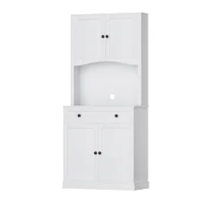Artiss Beini Buffet Sideboard Cabinet 180cm High White Pantry Hutch, Storage Shelves, 4 Doors, Drawer, MDF Frame