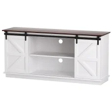 Artiss 150cm White Buffet Sideboard Cabinet - Rustic MDF Design with Sliding Barn Doors, 2-Tier Shelves & Anti-Tip Kit