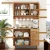 Artiss Rattan Buffet Sideboard Hutch - 180cm Pine Cabinet with Adjustable Shelves, Soft-Close Hinges, and Anti-Tip Kit