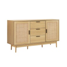 Artiss Rattan Buffet Sideboard, Real Rattan & Solid Wood Legs, 130x40x80cm, Oak Finish, Bohemian Style Storage Cabinet Artiss Rattan Buffet Sideboard, Real Rattan & Solid Wood Legs, 130x40x80cm, Oak Finish, Bohemian Style Storage Cabinet
