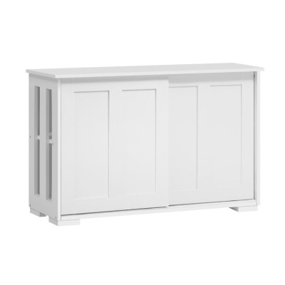 Artiss Buffet Sideboard, Particle Board, White, 99x33x63cm - Sleek Sliding Doors, Ample Storage, Sturdy Design Artiss Buffet Sideboard, Particle Board, White, 99x33x63cm - Sleek Sliding Doors, Ample Storage, Sturdy Design
