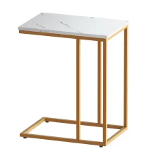Artiss Emma Marble Effect Side Table: Industrial Style, Durable, Space-Saving Design with 40KG Capacity, Easy Assembly