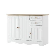 Artiss Buffet Sideboard, MDF Frame, White, 110x40x78cm - Berne, Ample Storage, Vintage Finish, Easy Assembly