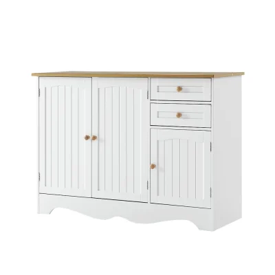 Artiss Buffet Sideboard, MDF Frame, White, 110x40x78cm - Berne, Ample Storage, Vintage Finish, Easy Assembly