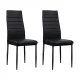 Artiss Set of 4 Black Leather Dining Chairs - Channel Tufted, Waterproof PVC Upholstery, Metal Legs, Easy Assembly