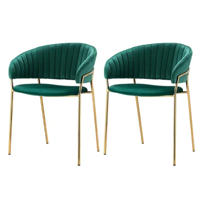 Artiss Diala Dining Chairs Set of 2 - Green Velvet Armchairs with Metal Frame, 77cm Height, Elegant and Durable Design Artiss Diala Dining Chairs Set of 2 - Green Velvet Armchairs with Metal Frame, 77cm Height, Elegant and Durable Design