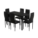 Artiss Modern Black 7-Piece Dining Set – 18mm MDF Table, PVC Chairs, Metal Frame, Easy Assembly, Water Resistant