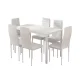 Artiss 7-Piece Modern Dining Set with 6 Chairs, White - 18mm MDF Tabletop, Powder-Coated Metal Frame, Easy Assembly