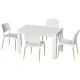 Artiss 5 Piece Dining Table and Chairs Set White – 120cm Wood Table, 4 Beech Wood Leg Chairs, Modern Kitchen Furniture