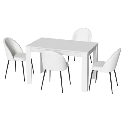 Artiss 5 Piece Dining Table and 4 Chairs Set, White Sherpa Upholstery, 120x70cm, Sturdy Steel Legs, Modern Design
