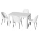 Artiss 5 Piece Dining Table and 4 Chairs Set, White Sherpa Upholstery, 120x70cm, Sturdy Steel Legs, Modern Design