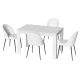 Artiss 5 Piece Dining Table and 4 Chairs Set, White Sherpa Upholstery, 120x70cm, Sturdy Steel Legs, Modern Design