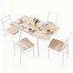 Artiss 5-Piece Foldable Dining Set – Natural White, Space-Saving Scandi Design, MDF & Powder-Coated Metal, 120cm Table