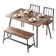 Artiss Rustic Brown Dining Table Set for 4 - Includes 2 Chairs & Bench, Durable MDF & Metal, Compact Space-Saving Design