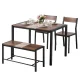 Artiss 4-Piece Rustic Brown Dining Table Set with Bench & Chairs, MDF & Metal Frame, Space-Saving, Versatile Design