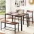 Artiss 4-Piece Rustic Brown Dining Table Set with Bench & Chairs, MDF & Metal Frame, Space-Saving, Versatile Design