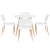 Artiss 5 Piece Dining Set – 100cm Round White Table with Solid Beech Wood Legs and 4 Modern White Chairs, MDF Top
