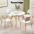 Artiss 5 Piece Dining Set – 100cm Round White Table with Solid Beech Wood Legs and 4 Modern White Chairs, MDF Top