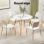 Artiss 5 Piece Dining Set – 100cm Round White Table with Solid Beech Wood Legs and 4 Modern White Chairs, MDF Top