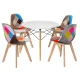 Artiss 5-Piece Dining Set – 100cm White Round MDF Table with Solid Beech Wood Legs and 4 Eiffel DSW Chairs