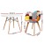 Artiss 3 Piece Dining Set – 90cm Round MDF Table with Solid Beech Wood Legs and 2 Fabric Chairs, Mid Century Style