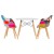 Artiss 3 Piece Dining Set – 90cm Round MDF Table with Solid Beech Wood Legs and 2 Fabric Chairs, Mid Century Style
