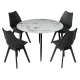 Artiss Marble Finish Dining Set: Round Table & 4 Black Chairs, Modern Design, Sturdy Metal Legs, Easy Assembly