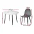 Artiss 5-Piece Dining Set, Round Marble Finish Table 110cm with 4 Velvet Grey Chairs, Metal Legs, Modern Style
