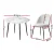 Artiss 5 Piece Dining Set – Marble White 110cm Round Table with Particle Board Top and 4 Sherpa Upholstered Chairs
