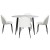 Artiss 5 Piece Dining Set – Marble White 110cm Round Table with Particle Board Top and 4 Sherpa Upholstered Chairs