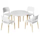 Artiss Demi 5-Piece Dining Table and Chairs Set, White Round MDF Tabletop, Pine Wood Legs, Seats 4, Nordic Style