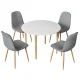 Artiss Demi 5-Piece Dining Table and Chairs Set, White and Grey, MDF Round Table, Pine Wood Legs, Seats 4, Modern
