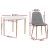 Artiss Demi 5-Piece Dining Table and Chairs Set, White and Grey, MDF Round Table, Pine Wood Legs, Seats 4, Modern