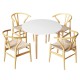 Artiss Demi 5-Piece Dining Set, Round 108cm Table with Pine Legs and 4 Wishbone Chairs, Nordic Wood, White/Natural