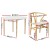 Artiss Demi 5-Piece Dining Set, Round 108cm Table with Pine Legs and 4 Wishbone Chairs, Nordic Wood, White/Natural