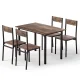 Artiss 5-Piece Rustic Brown Dining Table Set: Compact Design, Ergonomic Chairs, Powder-Coated Metal Frame, 110x70cm