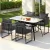 Gardeon 5PC Outdoor Mesh Dining Set - Black Steel Frame, Tempered Glass Table, UV-Resistant, Indoor/Outdoor Use