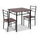 Artiss Machal 3-Piece Dining Set - Walnut & Black - Industrial Design with Particle Board & Reinforced Steel Frame