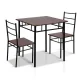 Artiss Machal 3-Piece Dining Set - Walnut & Black - Industrial Design with Particle Board & Reinforced Steel Frame