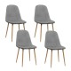 Artiss Adamas 4-Piece Dining Chair Set - Light Grey Faux Linen, Curved Slope Design, Iron Legs, 150kg Capacity