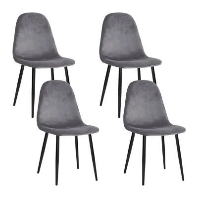 Artiss Set of 4 Velvet Dining Chairs, Grey – Modern Design, 150kg Capacity, Iron Legs, Anti-Slip, Easy Assembly