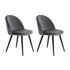 Artiss Velvet Dining Chairs Set of 2 - Dark Grey, Solid Iron Legs, 150kg Capacity, Anti-Slip, 48x49x78cm, Easy Assembly