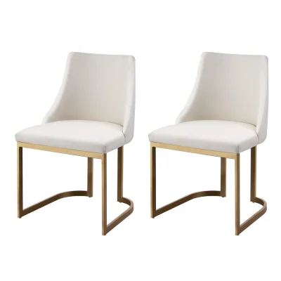 Artiss Balen Dining Chairs Set of 2 - Beige Linen Fabric, Sturdy Plywood Frame, Metal Legs, 150KG Capacity, 47x53x86cm